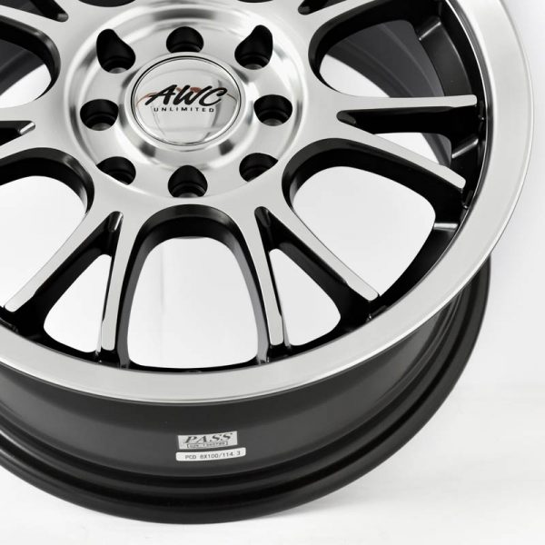 Sedan Yaris and Avanza Wheels Mags Magwheels Rims AWC MOD KOMPAK MACHINE LIP MACHINE FACE BLACK BASE 14×6 4×100 4×114.3 (5)