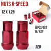 Nuts K Speed 12X1.25 Red W/O Washer Open Type